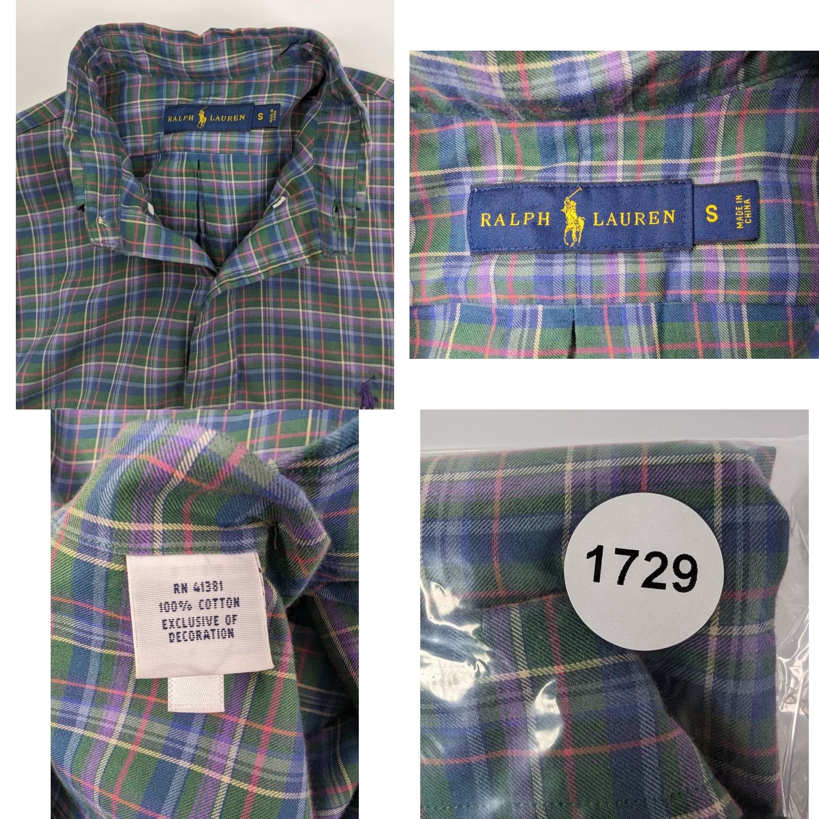 Ralph Lauren Ralph Lauren Button-Down Shirt Plaid Long Sleeve Navy Blue / Green Men's Small Shirt Size US S / EU 44-46 / 1 - 8 Thumbnail