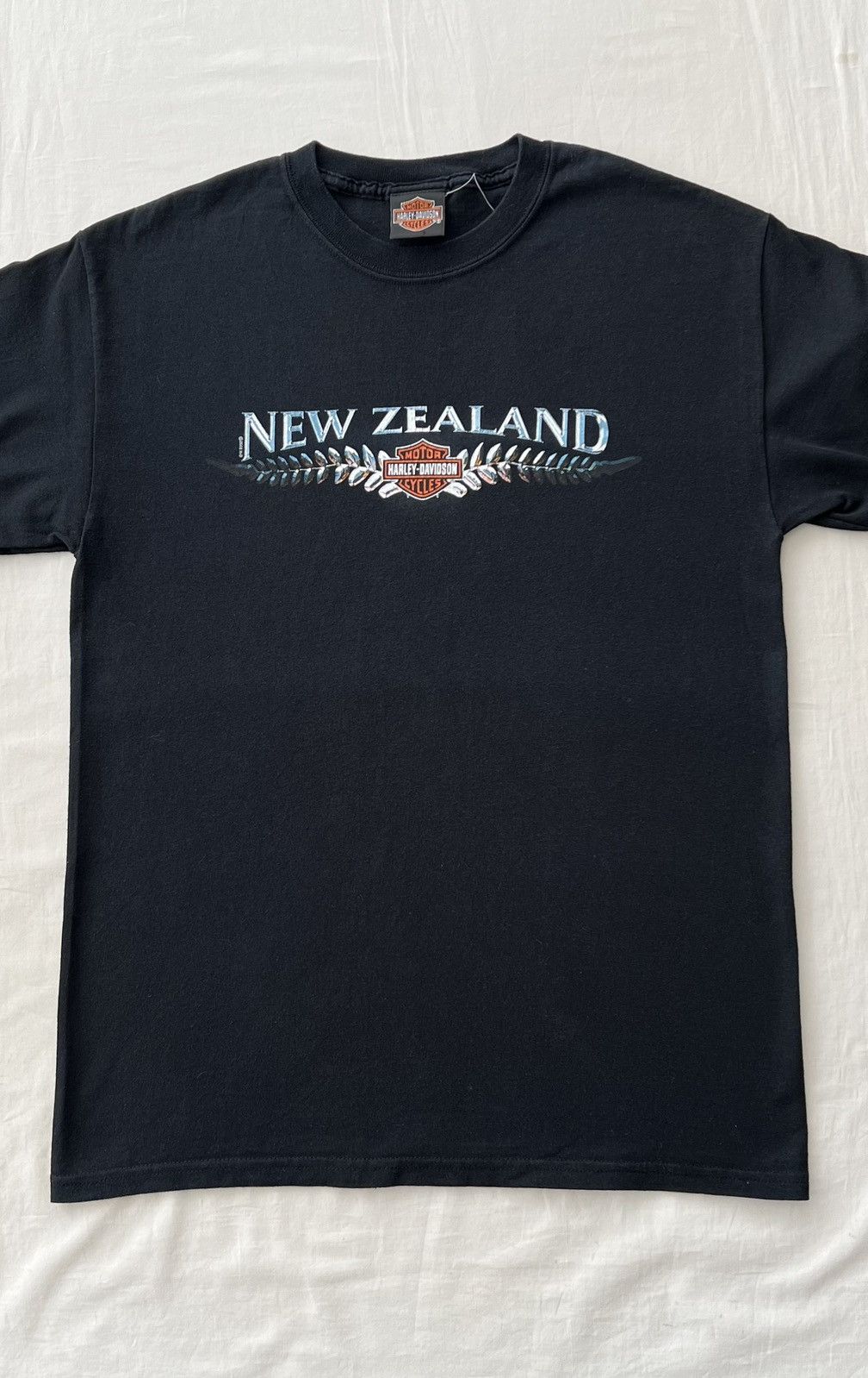 Harley Davidson Vintage 2002 Harley Davidson New Zealand Black T-shirt Size US M / EU 48-50 / 2 - 4 Thumbnail