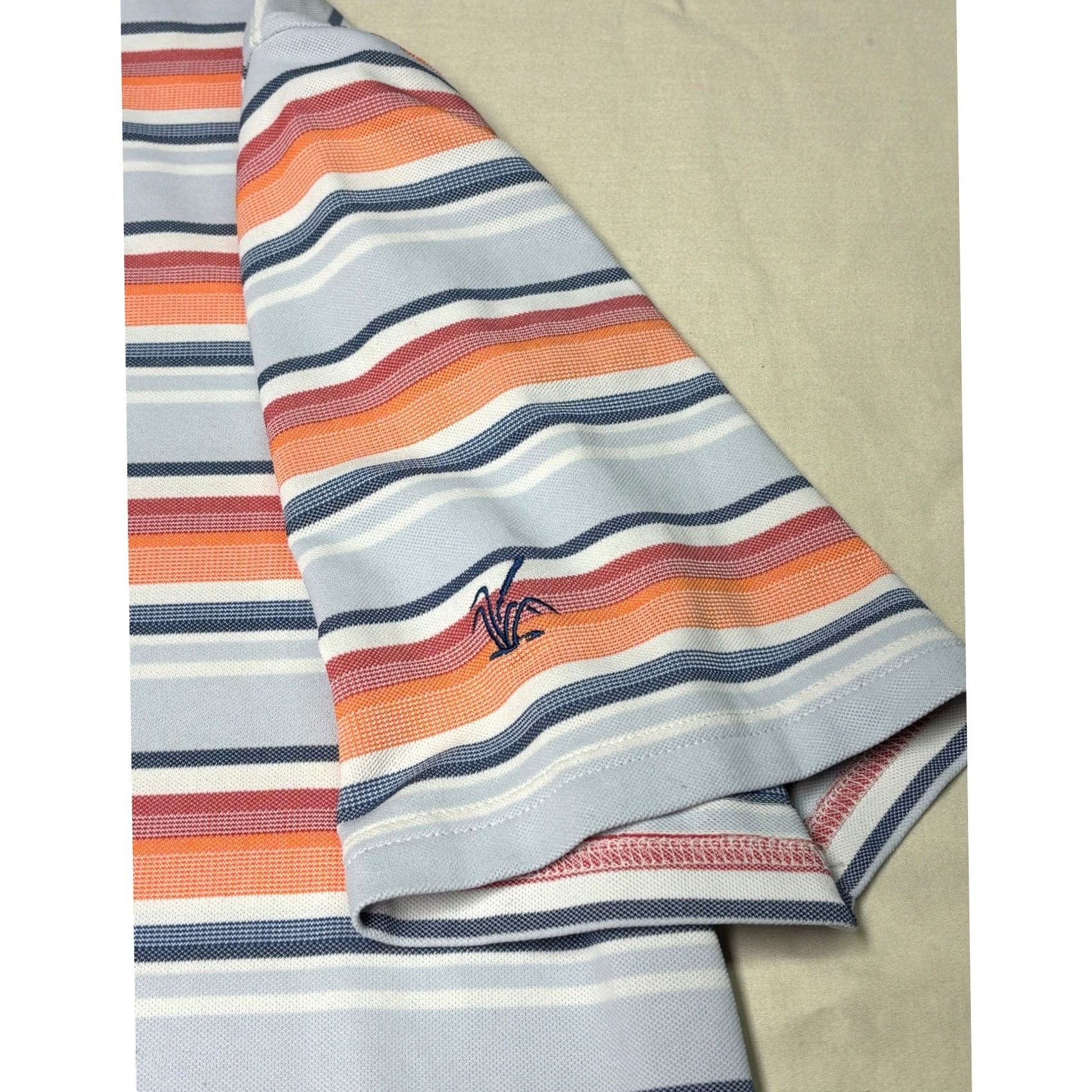 johnnie-O Johnnie-O Mens Large Striped Performance Polo Shirt Blue Orange Short Sleeve L Size US L / EU 52-54 / 3 - 3 Thumbnail