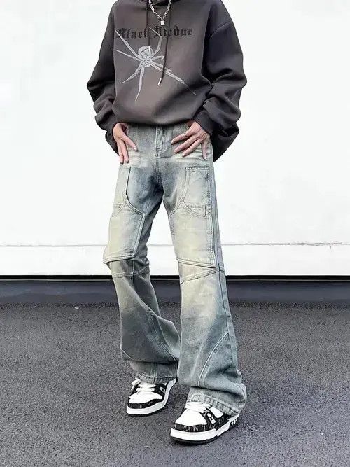 Japanese Brand × Jean Vintage washed street patchwork jeans Size US 32 / EU 48 - 4 Thumbnail
