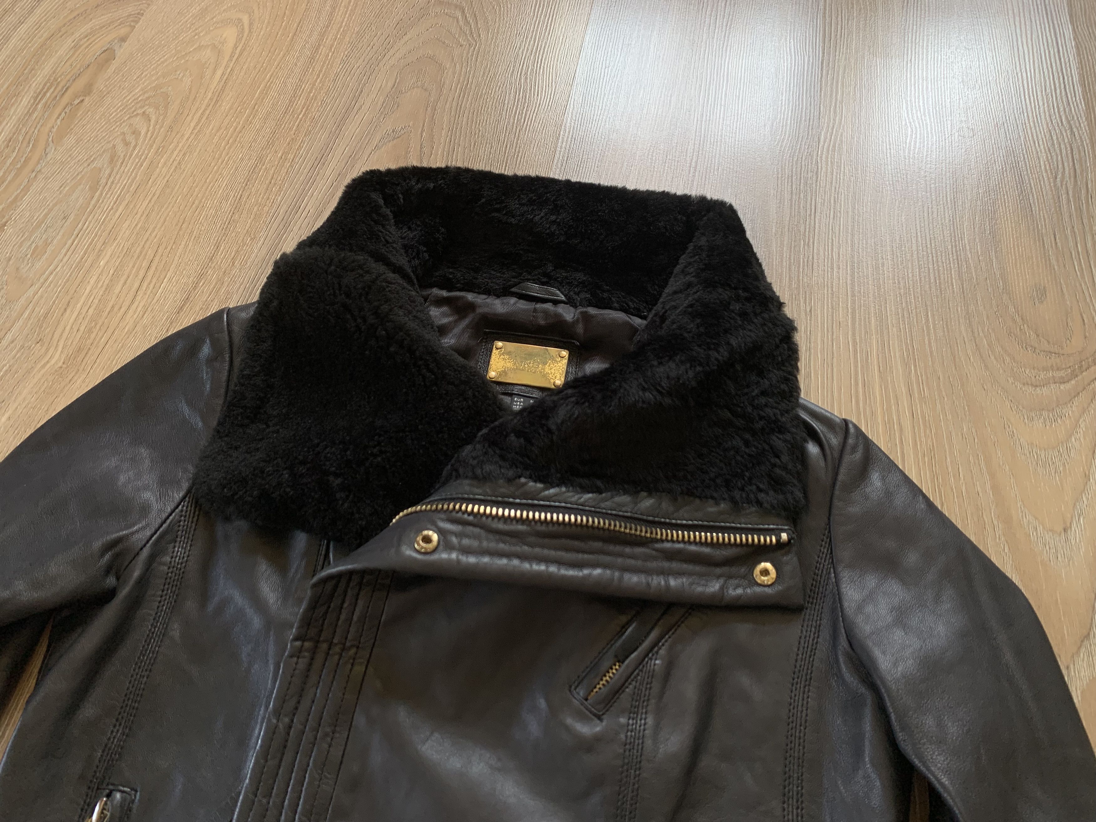 Mango Mango Black Leather Biker Jacket With Fur Size S / US 4 / IT 40 - 5 Thumbnail