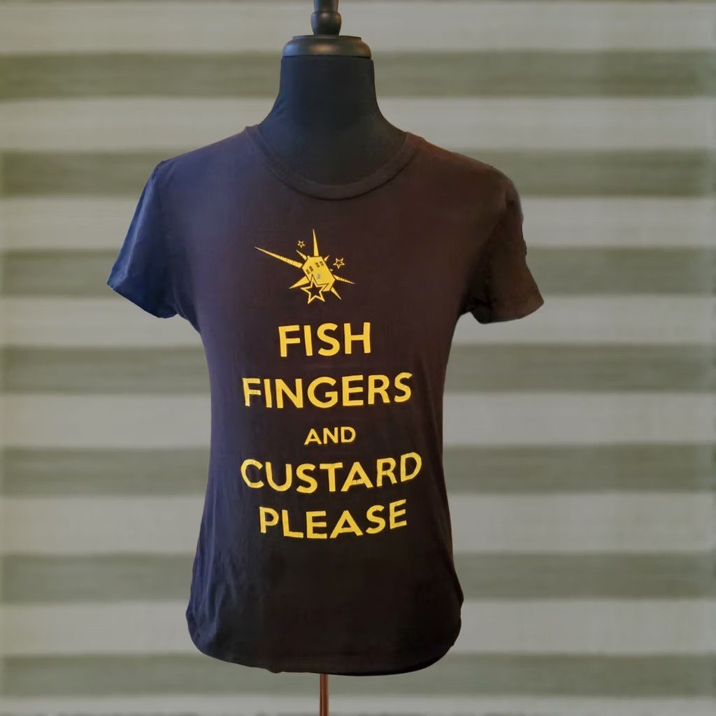 Vintage Doctor Who Shirt Womens Size XL Black Fish Fingers And Custard Please T Shirt Size XL / US 12-14 / IT 48-50 - 1 Thumbnail