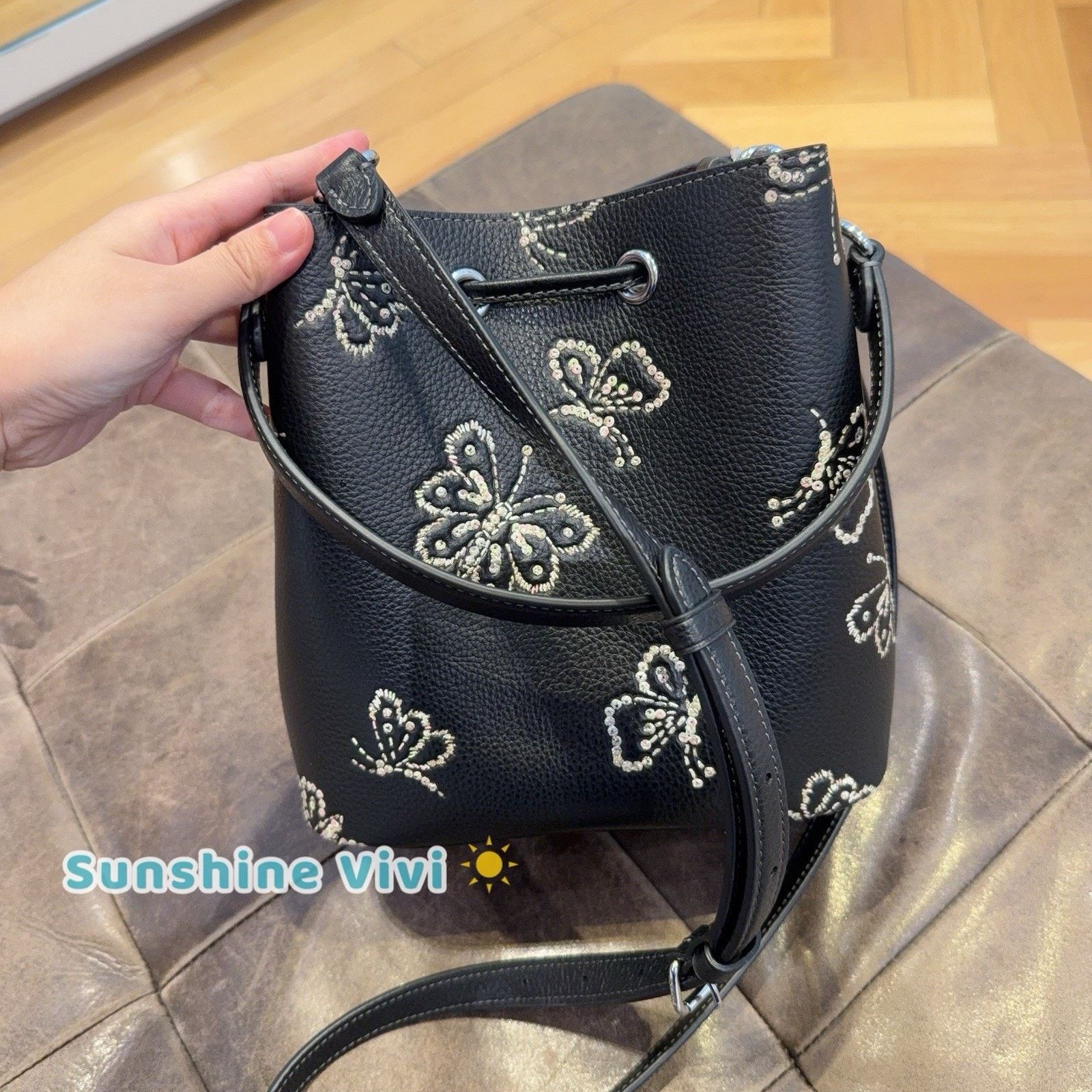 Coach NWT Coach Rowan Bucket Bag Butterfly CCK89 Silver black Size ONE SIZE - 5 Thumbnail