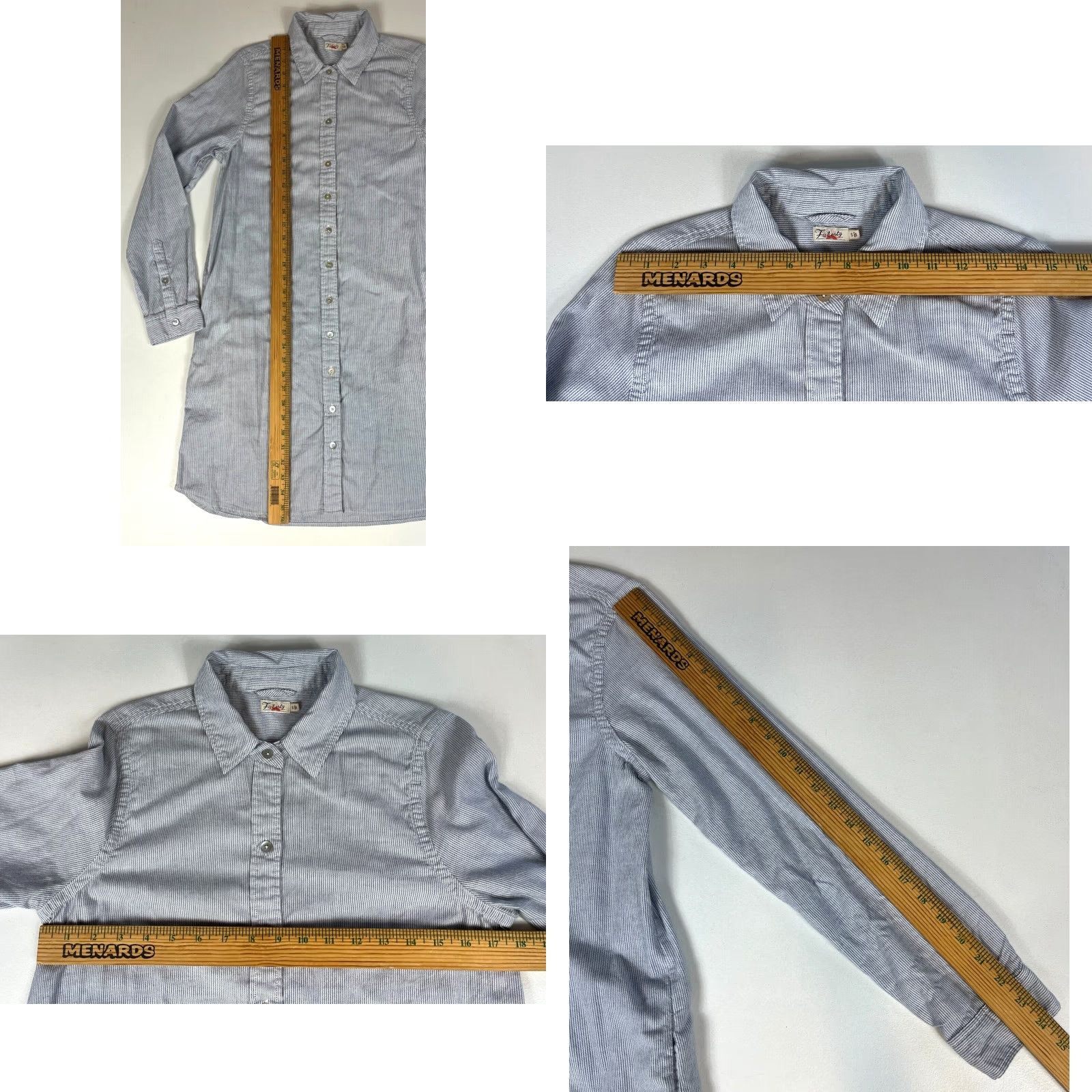 Faherty Faherty Women's Shirt Dress Oxford-Stripe Cotton Bayview Stretch Sz S Midi White and Blue Long Sleeve Collared Pockets Size S / US 4 / IT 40 - 9 Thumbnail