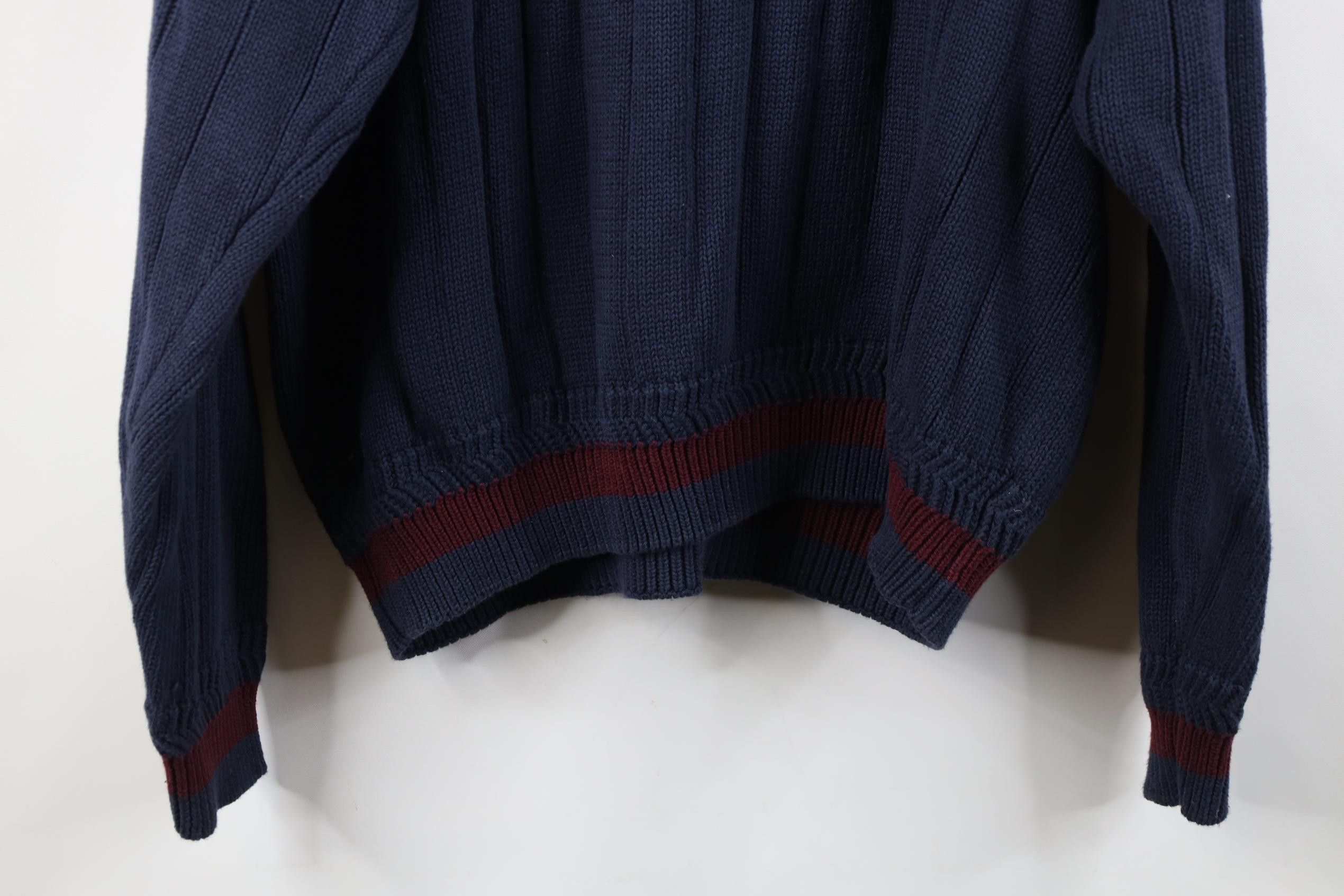 Vintage Vintage 90s Dapper Framed Cotton Ribbed Knit V-Neck Sweater Size US L / EU 52-54 / 3 - 13 Thumbnail