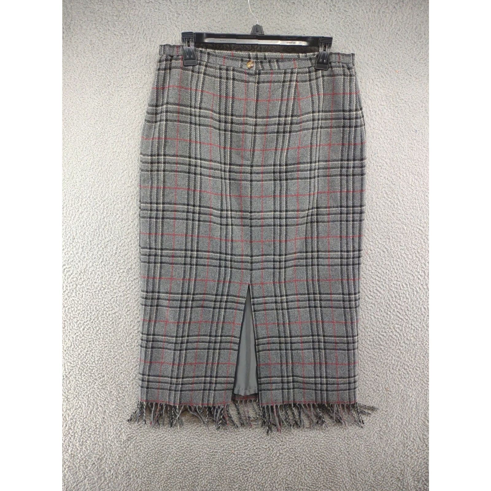 Vintage VINTAGE Sag Harbor Plaid Wool Blend Tassel Long Skirt in Women's Size 12 Petite Size 34" / US 12 / IT 48 - 6 Thumbnail