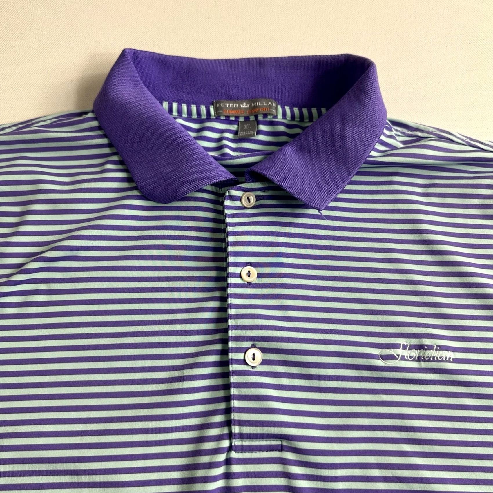 Peter Millar Peter Millar Summer Comfort Floridian Golf Polo Shirt Men XL Purple Stripe Size US XL / EU 56 / 4 - 3 Thumbnail