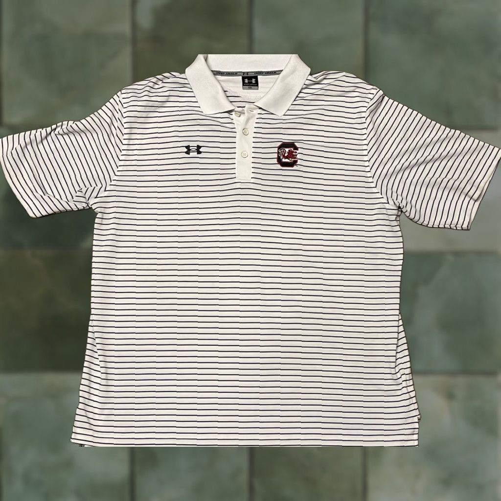 Under Armour Under Armour Polo Shirt Short Sleeve 2XL White Black Stripes Men’s Shirt Golf Regular Vintage No Size US XXL / EU 58 / 5 - 1 Thumbnail