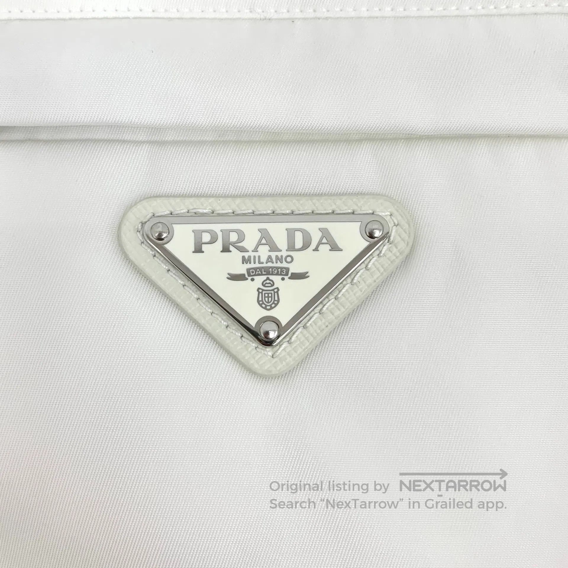 Prada Prada White Pocket Triangle Logo V-neck Long-sleeve Sweats Size US L / EU 52-54 / 3 - 5 Thumbnail
