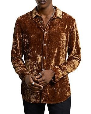 John Varvatos Crinkled Velvet Slim Shirt. Size Large Size US L / EU 52-54 / 3 - 1 Thumbnail