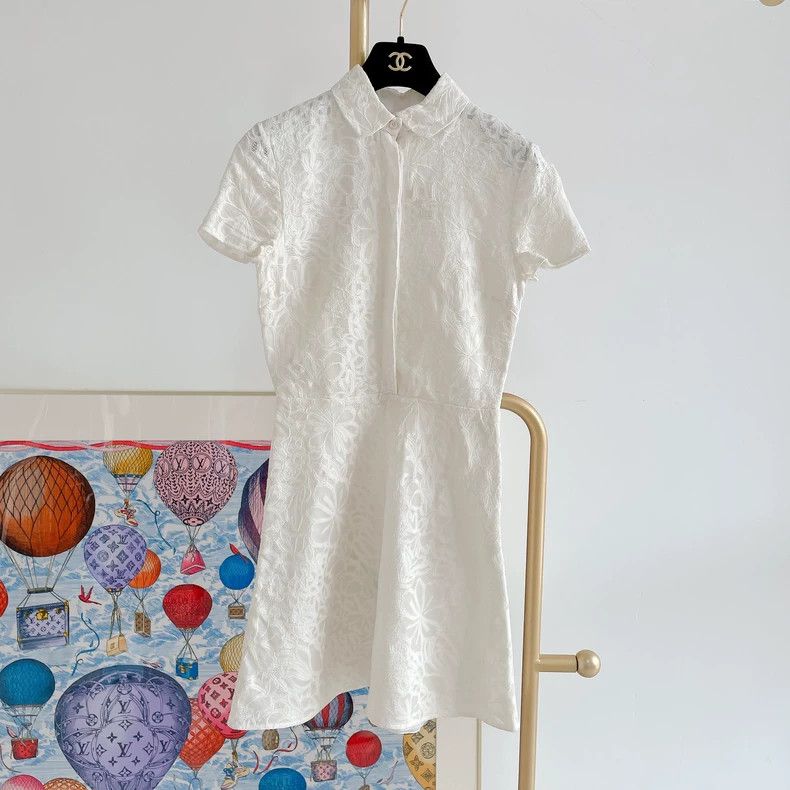 Valentino Valentino White dark vein jacquard dress Size S / US 4 / IT 40 - 1 Thumbnail
