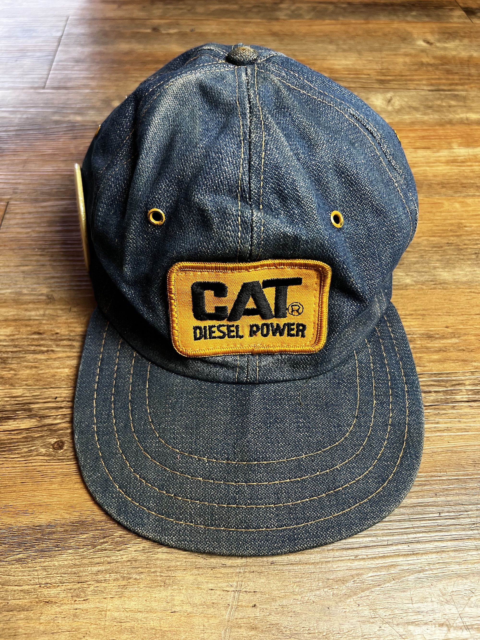 Caterpillar 1970's-1980's CAT Diesel Power Denim Trucker Snapback Size ONE SIZE - 8 Thumbnail