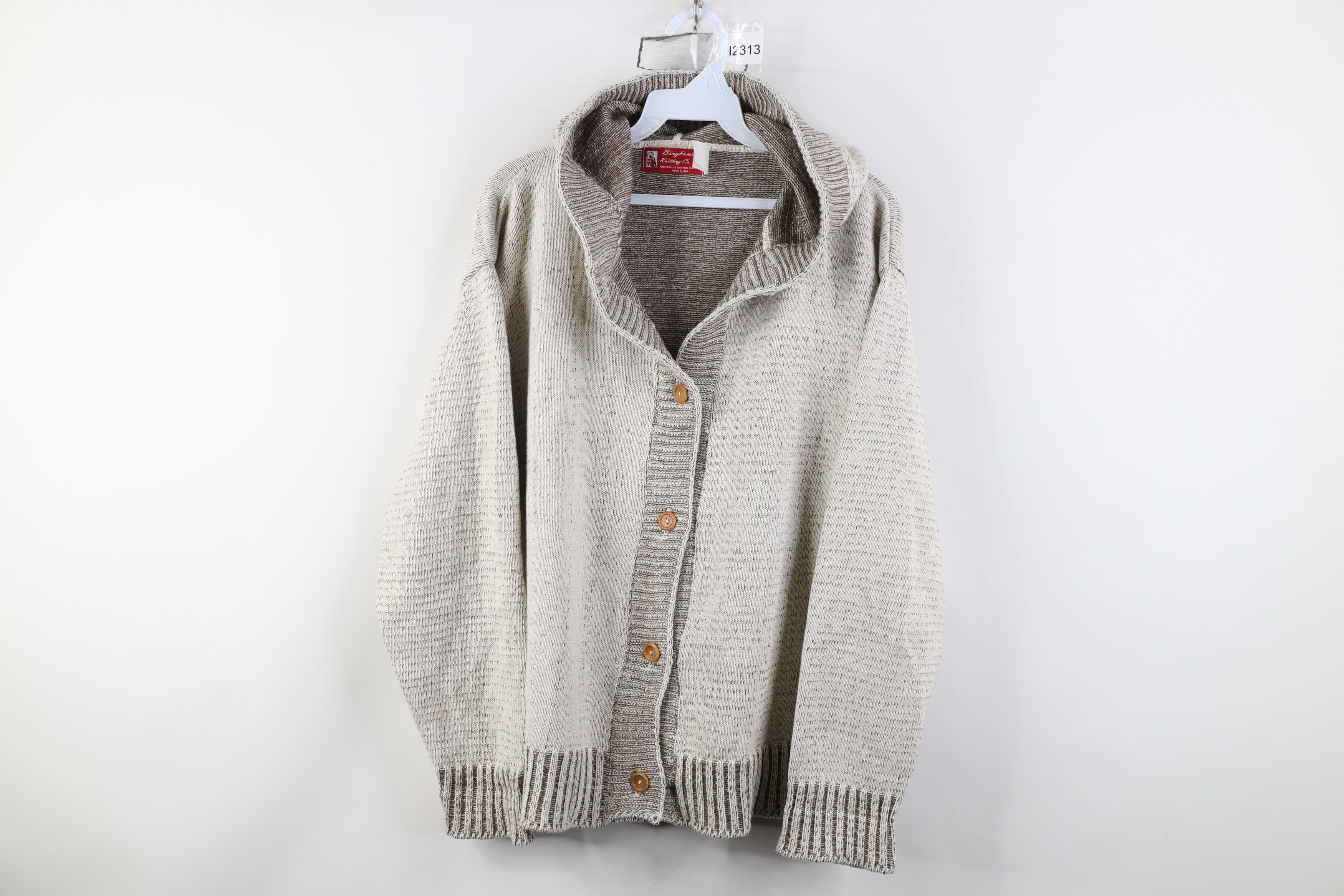 Vintage Vintage 90s Streetwear Elk Knit Hooded Cardigan Sweater USA Size L / US 10 / IT 46 - 1 Thumbnail