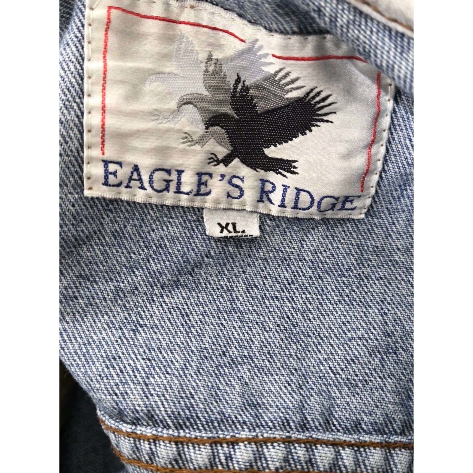 Denime VINTAGE Denim Jacket Hoodie Trucker Sweatshirt Jacket Men XL Blue 90s Western USA Logo Embroidered Pockets Hooded Lined Button-Down Casual Workwear Size US XL / EU 56 / 4 - 3 Thumbnail