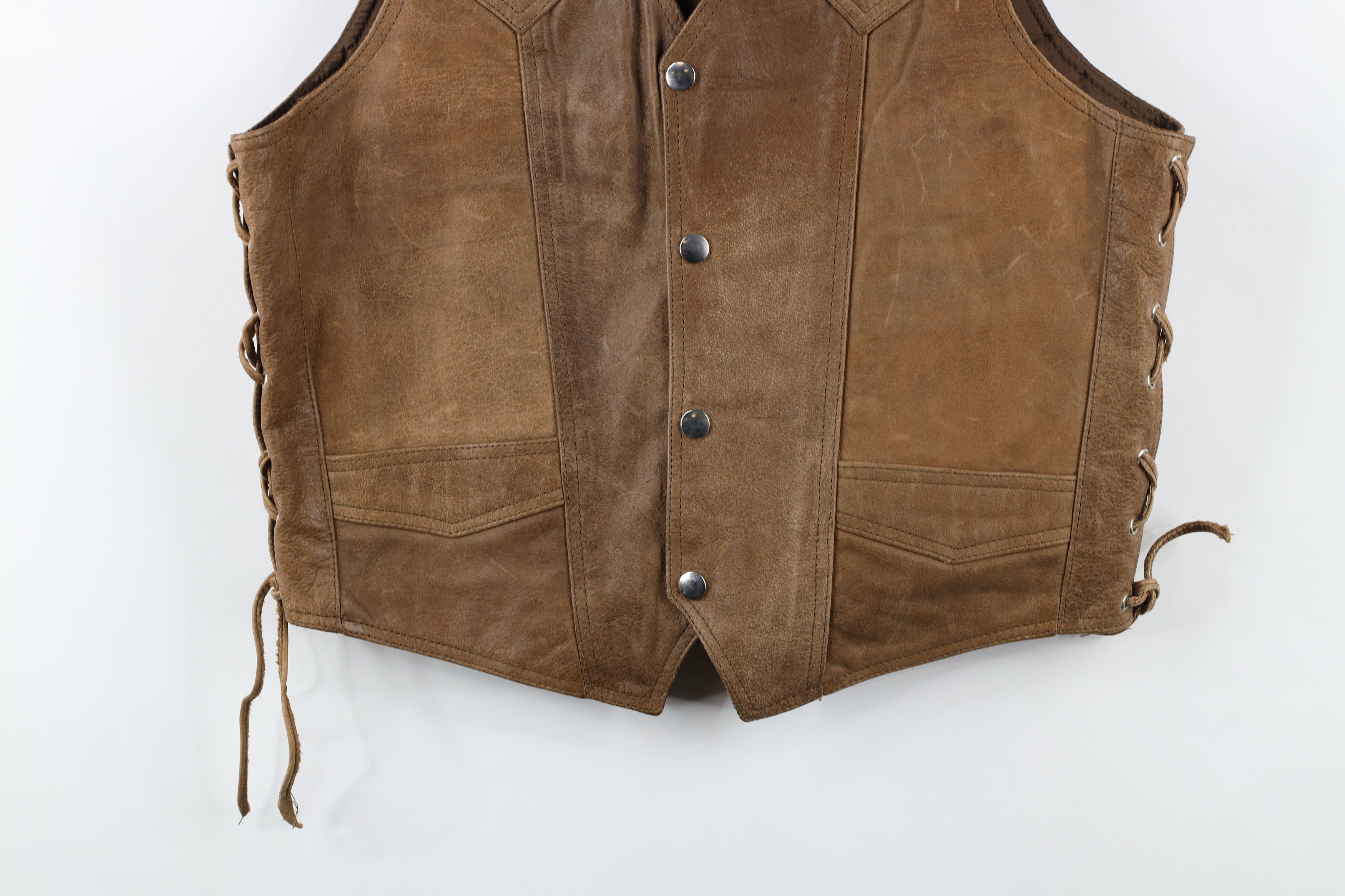 Vintage Vintage 90s Wings Gold Road Raiders Michigan Leather Vest Size US M / EU 48-50 / 2 - 3 Thumbnail