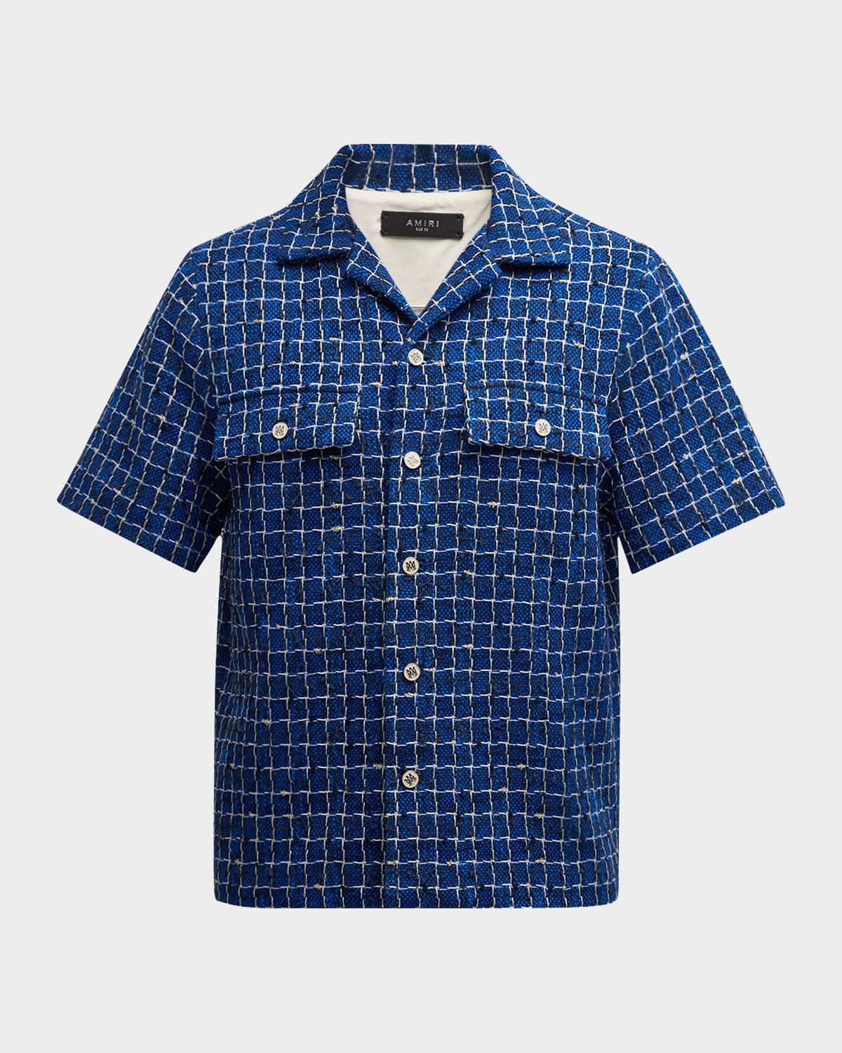 Amiri o1s1wg110625 Boucle Camp Shirt in Blue/White Size US M / EU 48-50 / 2 - 1 Thumbnail