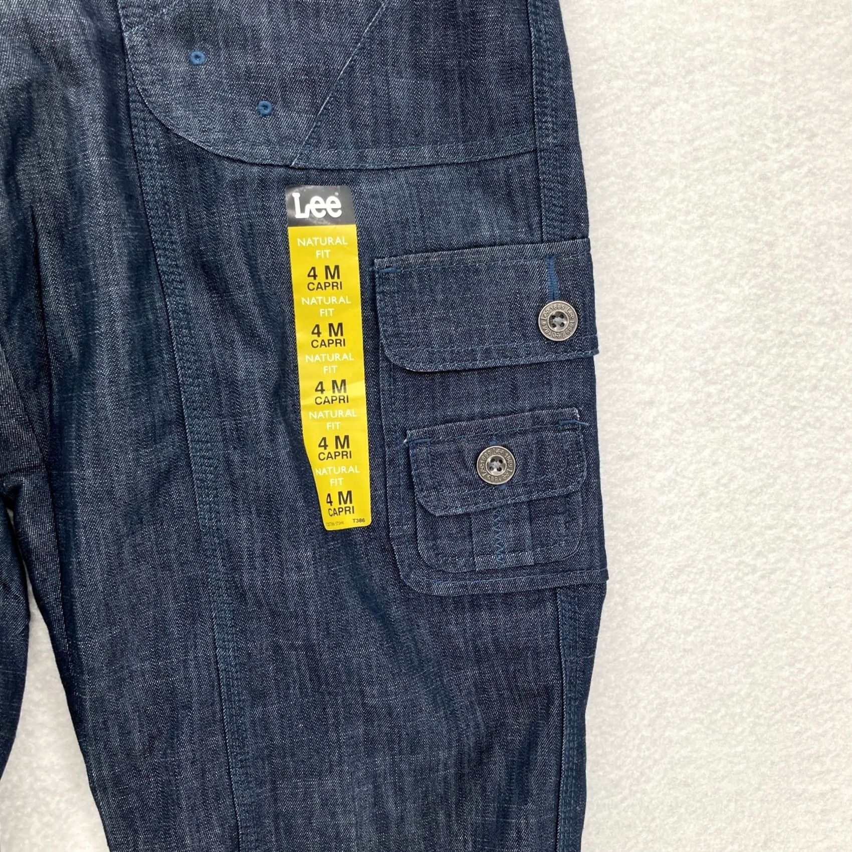 Lee Lee Capri Pants Women 4 Blue Chambray Stretch Waistband Comfort Regular Fit Capris Size 27" / US 4 / IT 40 - 3 Thumbnail