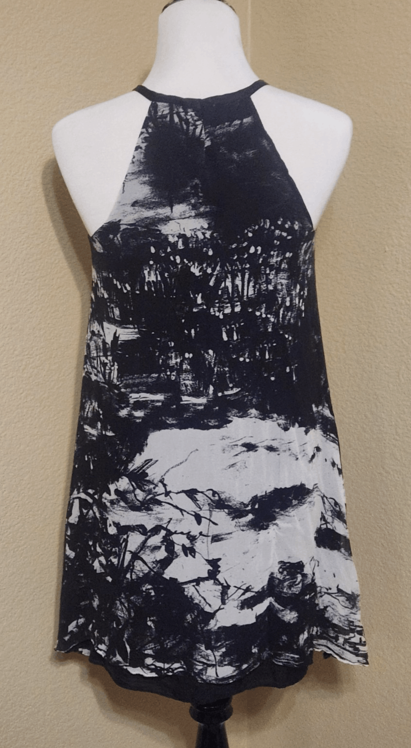 Eileen Fisher EILEEN FISHER Silk ABSTRACT ART PRINT Halter Mini Dress XS Size XS / US 0-2 / IT 36-38 - 4 Thumbnail