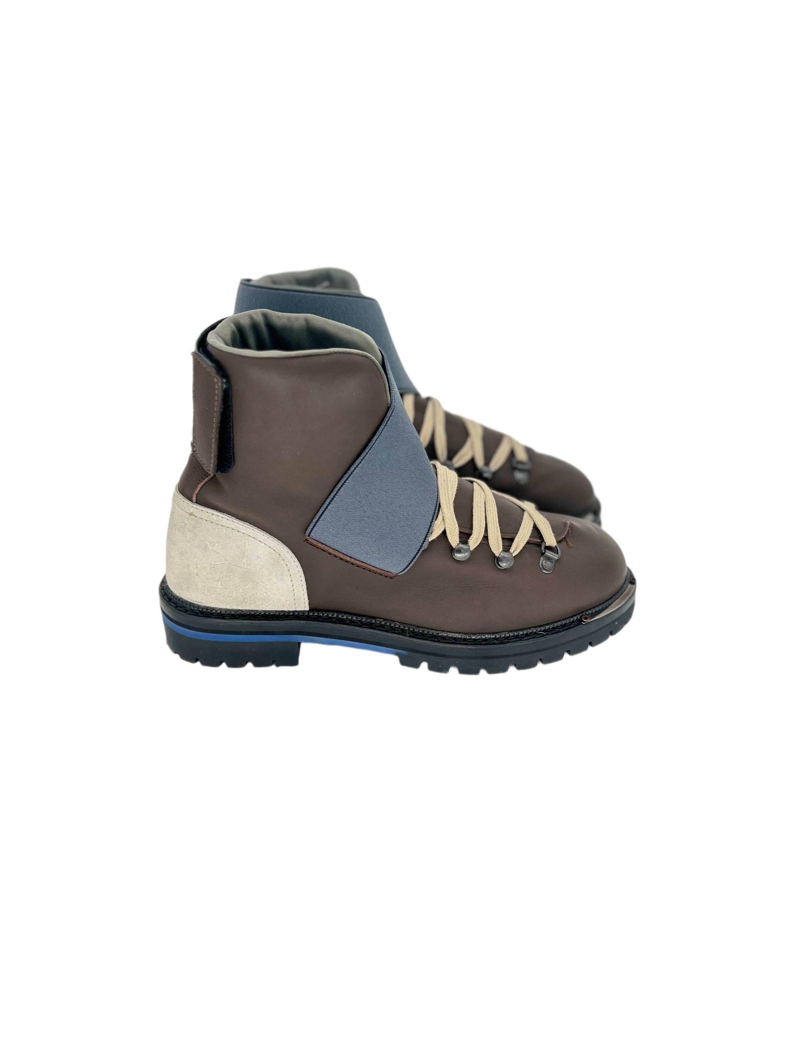 Lanvin Lanvin Brown Leather Walking Boot With Neoprene Velcro Strap Size US 8 / EU 41 - 2 Thumbnail