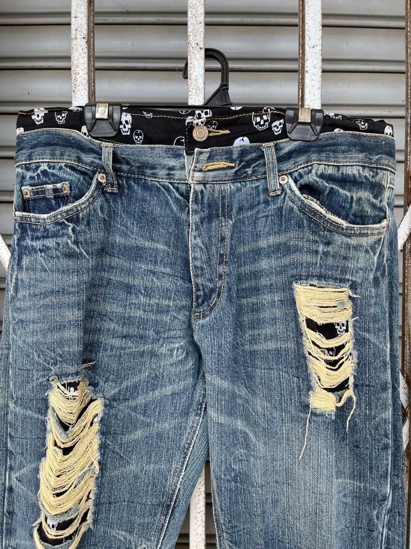 If Six Was Nine × Japanese Brand × Le Grande Bleu (L.G.B.) 🔥RARE !! VINTAGE DOUBLE WAIST PLAYCHESS RIPPED JEANS Size US 33 - 4 Thumbnail