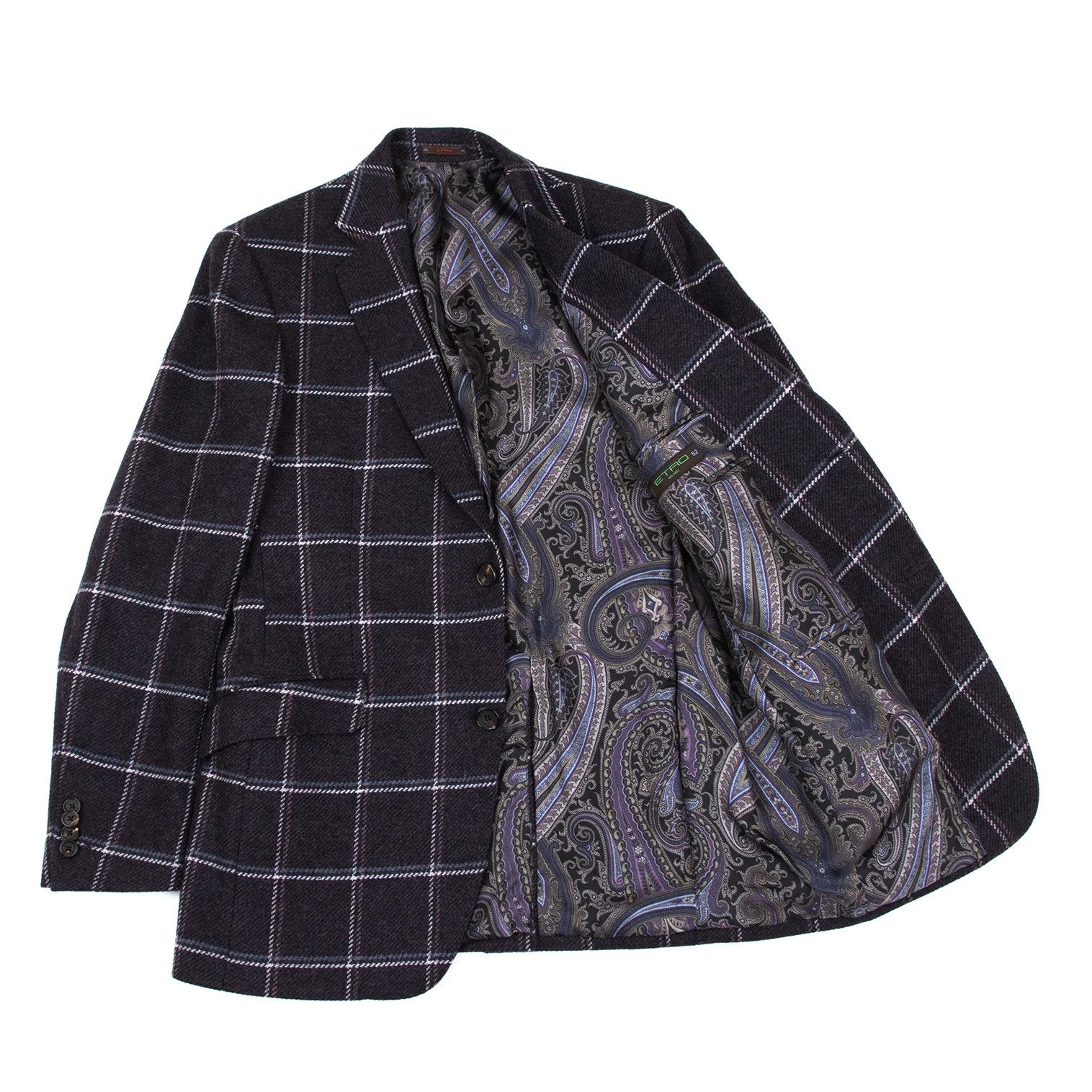 Etro Wool Check Jacket in Purple Size 52 Size US L / EU 52-54 / 3 - 1 Thumbnail