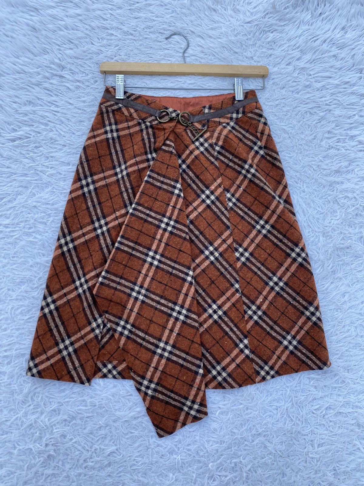 Burberry Rare Vintage 90s Burberry Checkered Wool Skirt Size 26" / US 2 / IT 38 - 1 Thumbnail