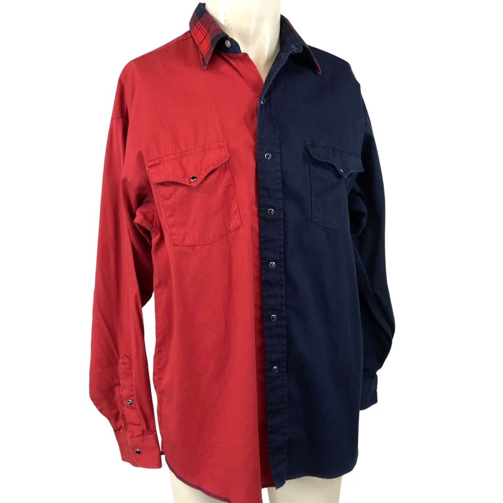 Vintage PANHANDLE SLIM RED/NAVY Snap Collared Shirt Mens L Western Long Sleeve Size US L / EU 52-54 / 3 - 2 Thumbnail