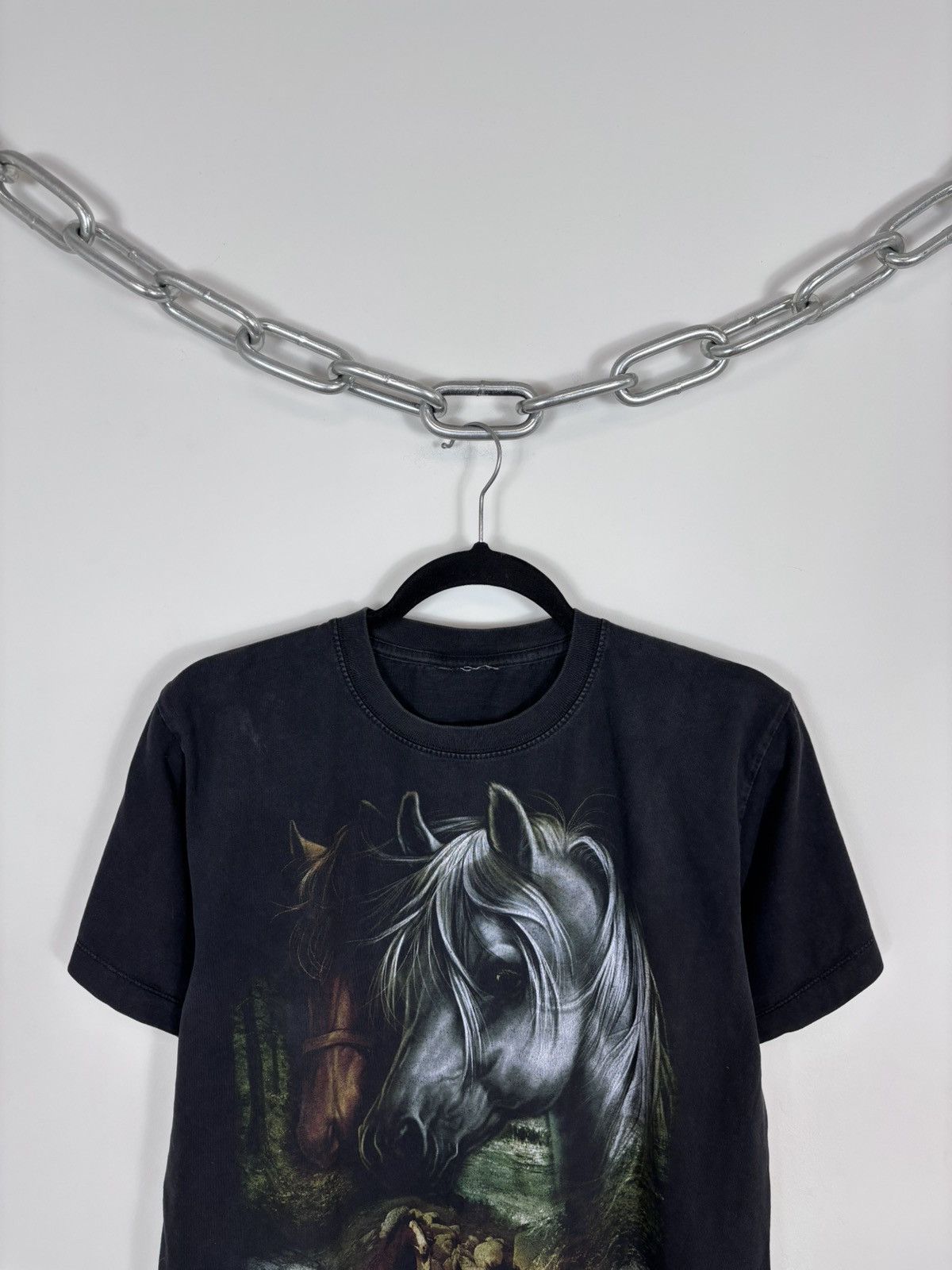 Vintage Vintage Animals Big Horses Nature Logo Black T-Shirt Tee Size US M / EU 48-50 / 2 - 3 Thumbnail