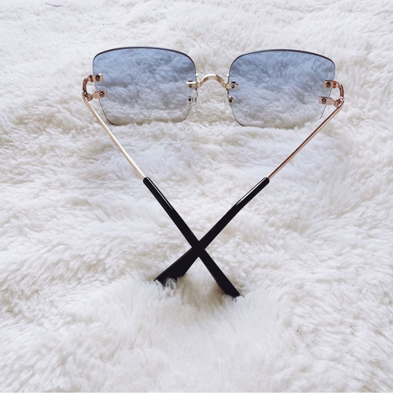 Other Laurel Clear Blue Rimless Sleek Sunglasses Size ONE SIZE - 10 Thumbnail
