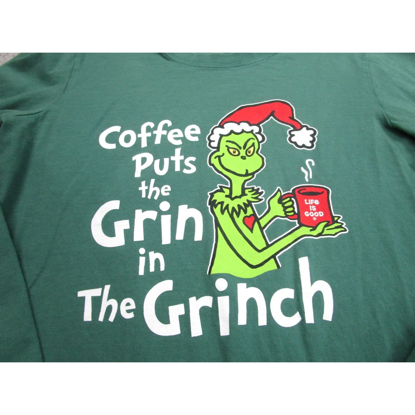 Life is Good VINTAGE? No. The Grinch Life Is Good Shirt Womens Medium Green Crusher Long Sleeve Graphic Christmas Coffee Size M / US 6-8 / IT 42-44 - 2 Thumbnail