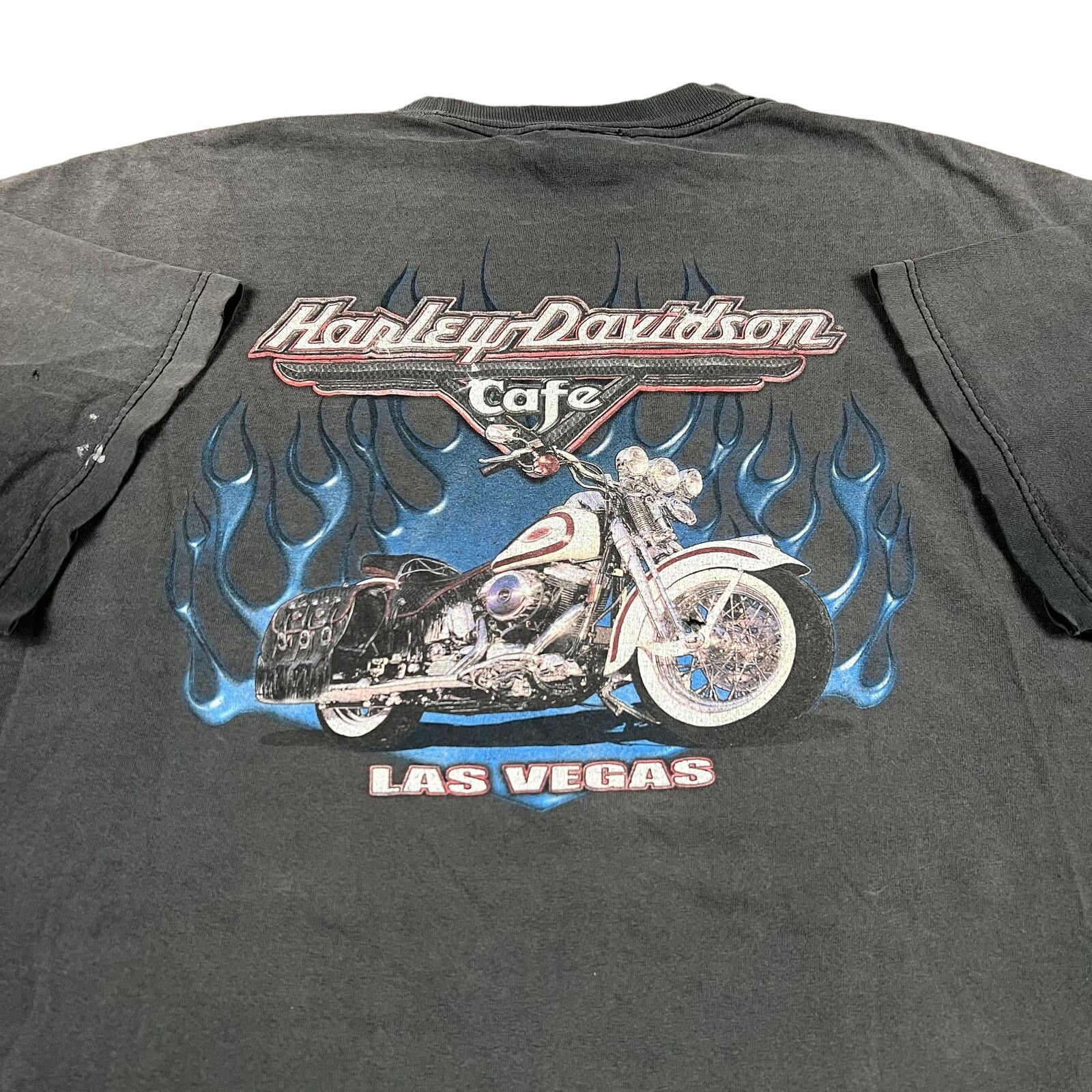 Vintage crazy faded Harley Davidson cafe graphic bike shirt