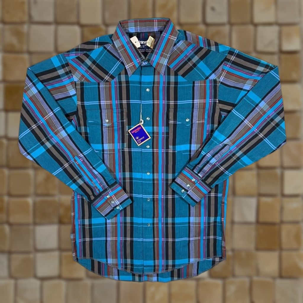 Wrangler VINTAGE Wrangler Cowboy Cut XLong Tails Pearl Snap Western Shirt 15.5 35 M Check Multicoloured Mens Size US L / EU 52-54 / 3 - 1 Thumbnail