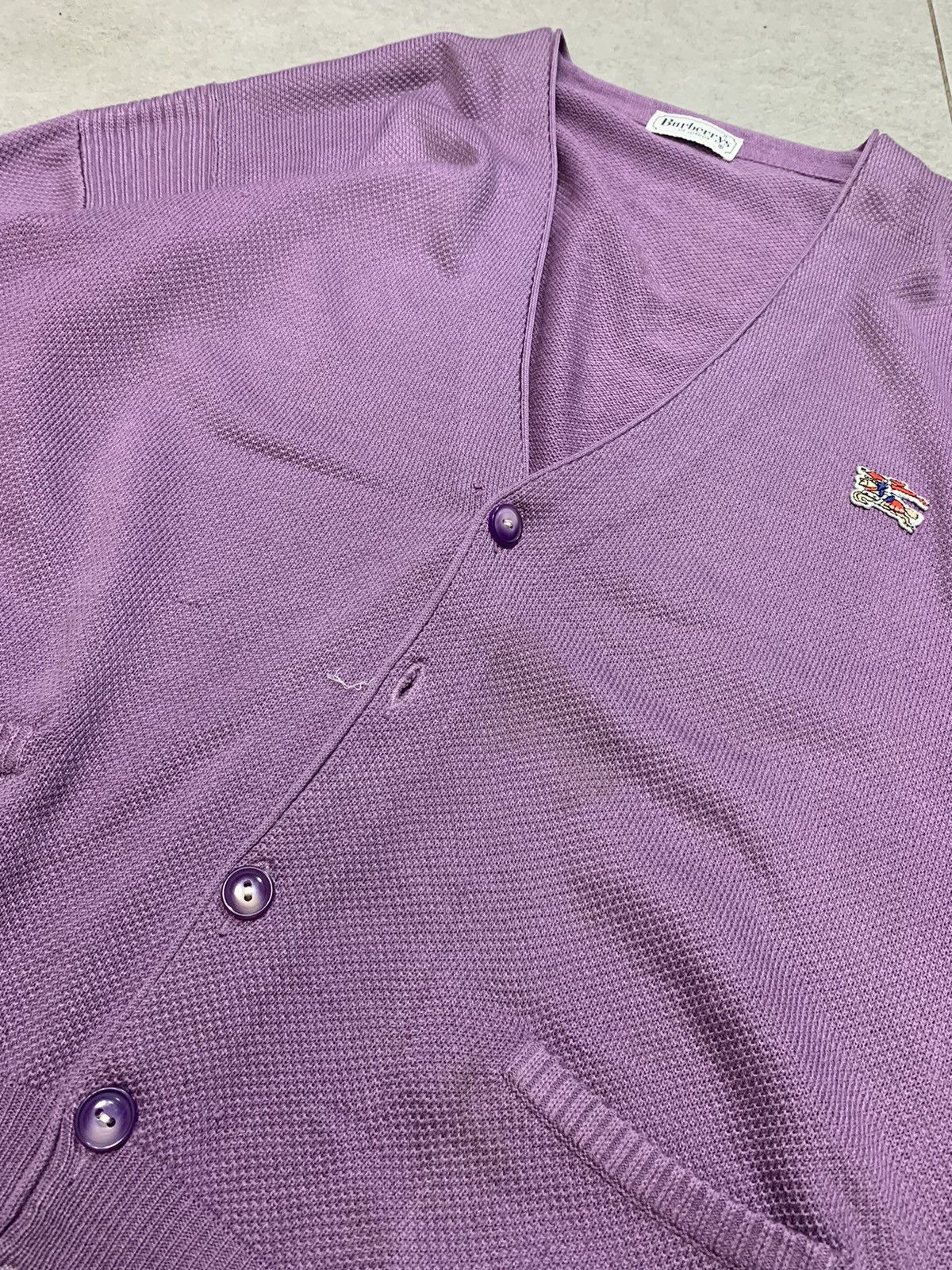 Burberry 90s Luxury Vintage Lilac purple Button up loose fit cardigan Size US XL / EU 56 / 4 - 5 Thumbnail