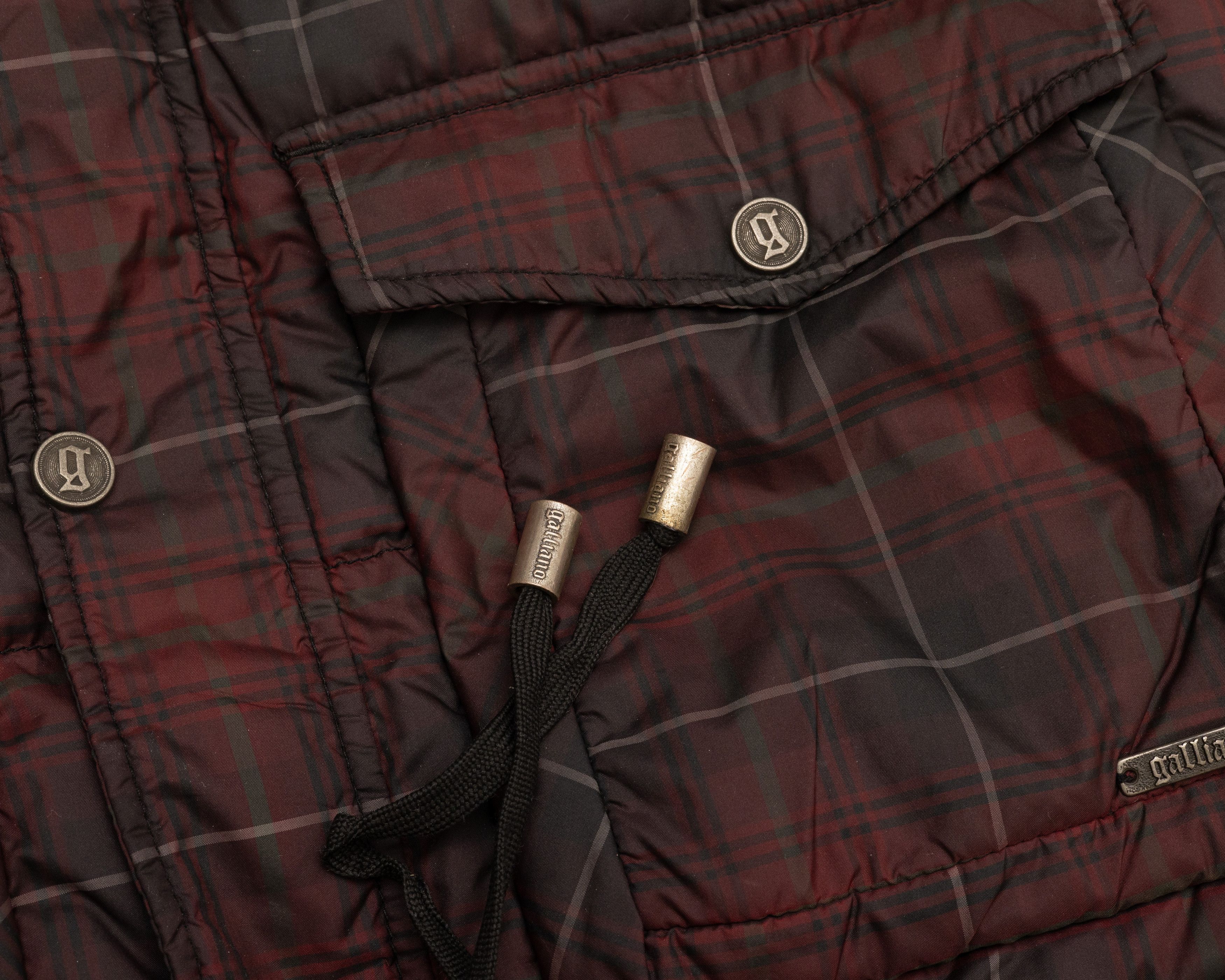 John Galliano GALLIANO 2000s Plaid Checkered Red & Dark Down Puffer Jacket Size US M / EU 48-50 / 2 - 7 Thumbnail
