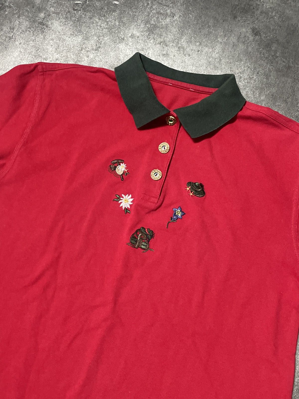 Vintage 🔥Offers🔥Vintage 90s Polo Tee Embroidered Flowers Boho Size US M / EU 48-50 / 2 - 2 Thumbnail