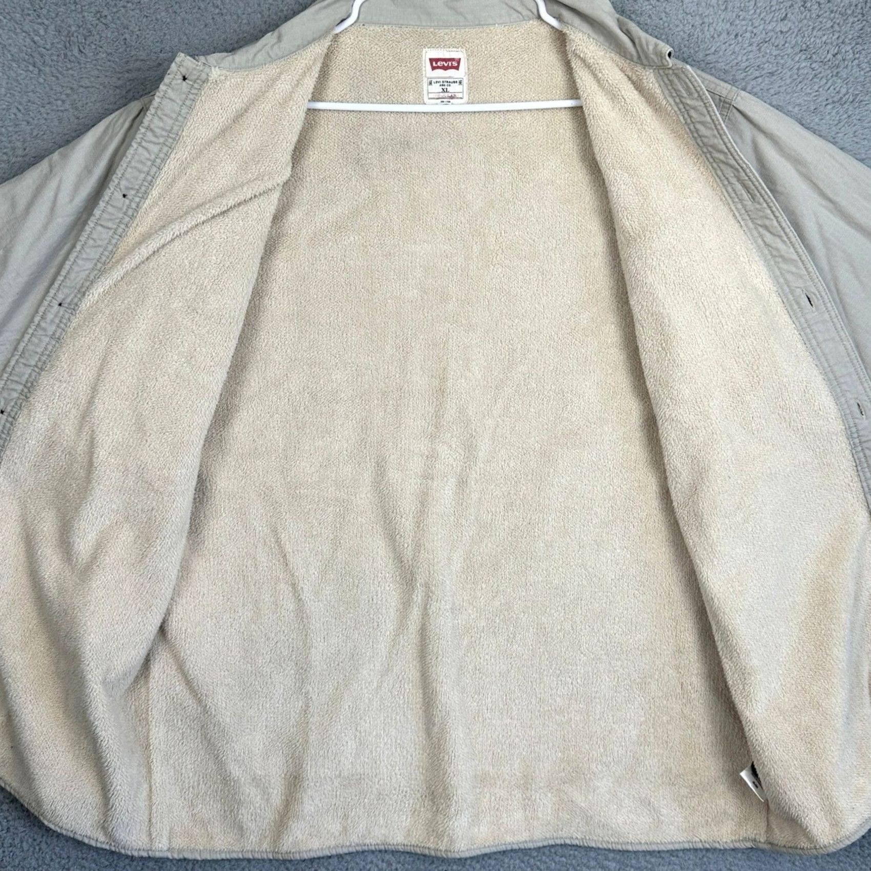 Levi's Levi's Jacket Men XL Beige Tan Ripstop Fleece Lined Button Up With Pockets Utility Military Jacket Ro k Tan Beige Mens XL Size US XL / EU 56 / 4 - 4 Thumbnail