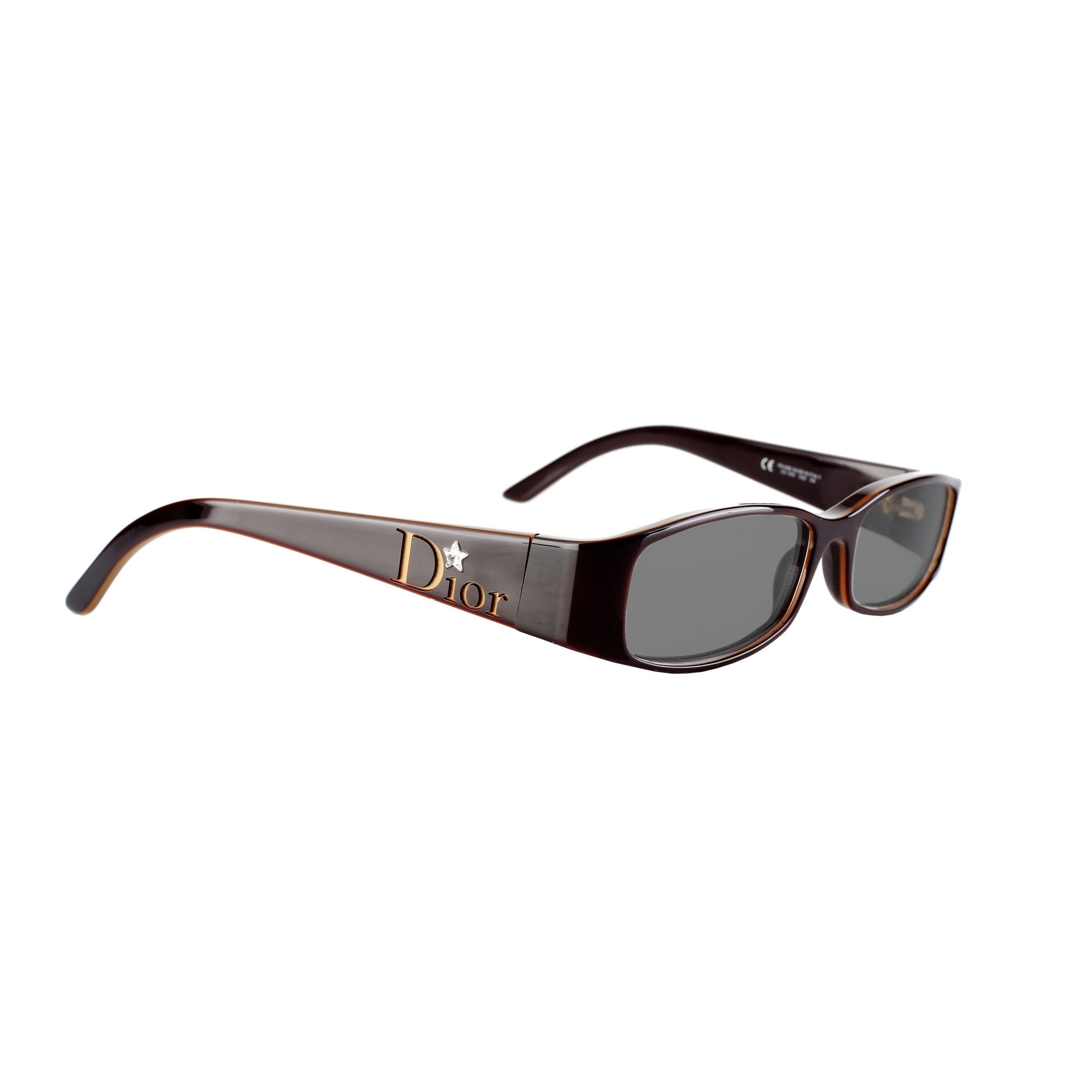 Dior Christian Dior '00s Brown Crystal Star Flat Sunglasses Black Size ONE SIZE - 3 Thumbnail