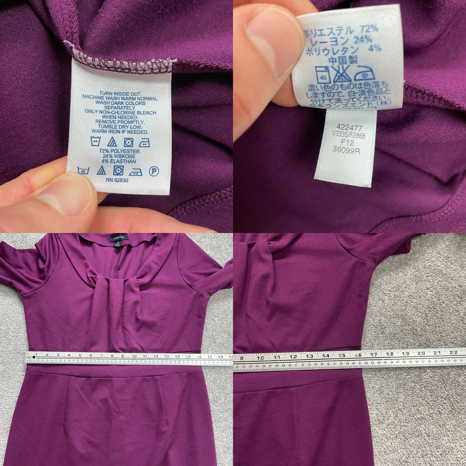 Lands' End Lands' End Sheath Midi Dress Womens M Purple 3/4 Sleeve Workwear Business Size M / US 6-8 / IT 42-44 - 8 Thumbnail