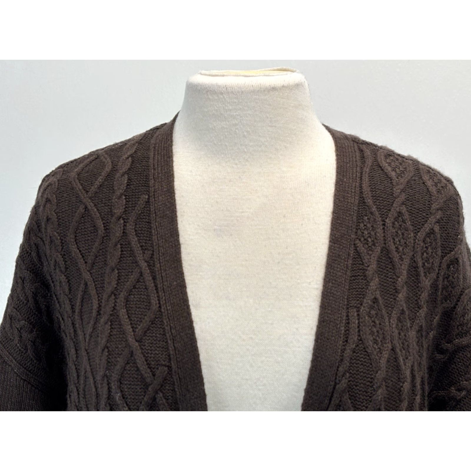 Vintage VINTAGE Chico's Cable Knit Cardigan Sweater XL Brown Open Front Fisherman Womens Size XL / US 12-14 / IT 48-50 - 5 Thumbnail