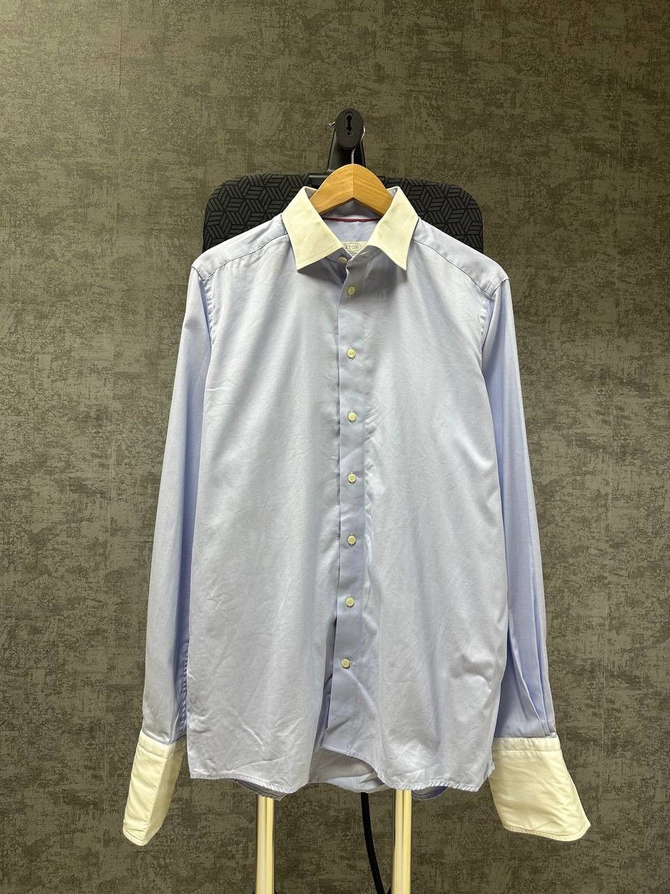 Eton × Vintage Vintage Eton Blue Shirt With Cufflinks Is Very Rare Size US L / EU 52-54 / 3 - 1 Thumbnail