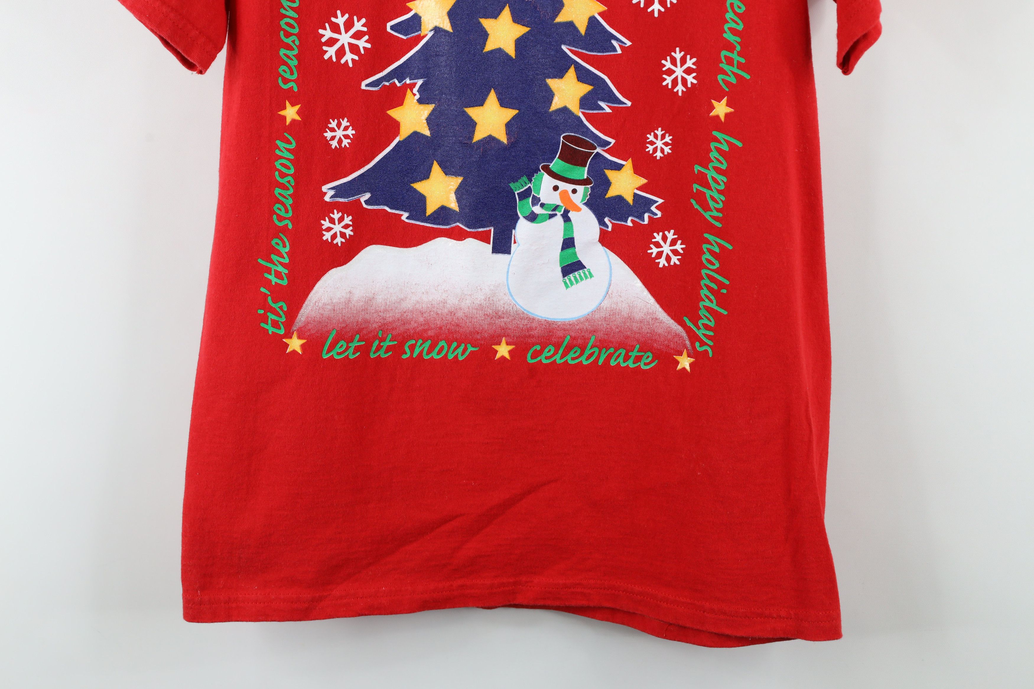 Vintage Vintage 90s Streetwear Merry Christmas Snowman Tree T-Shirt Size M / US 6-8 / IT 42-44 - 3 Thumbnail
