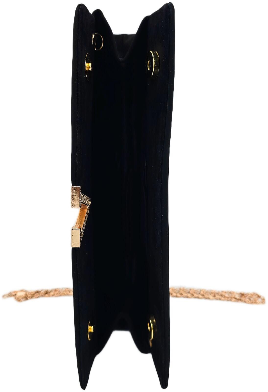 Other Elegant Black Velvet Clutch with Gold Chain Detachable Strap Size ONE SIZE - 8 Thumbnail