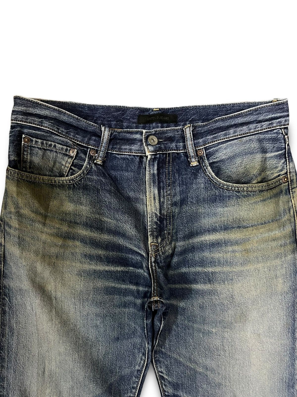 Japanese Brand × Uniqlo Vintage Uniqlo Blue Wash Distressed Loose Style Jeans 34x30 Size US 34 / EU 50 - 4 Thumbnail