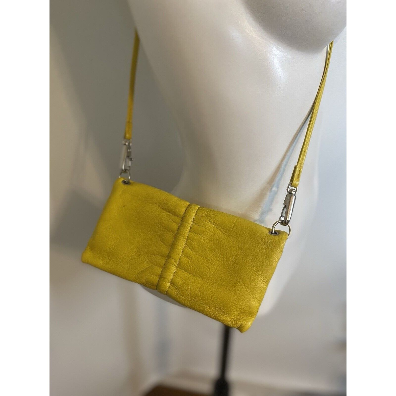 Vintage Arezzo Yellow Leather Small Crossbody Shoulder Bag Clutch Ad Size ONE SIZE - 11 Thumbnail
