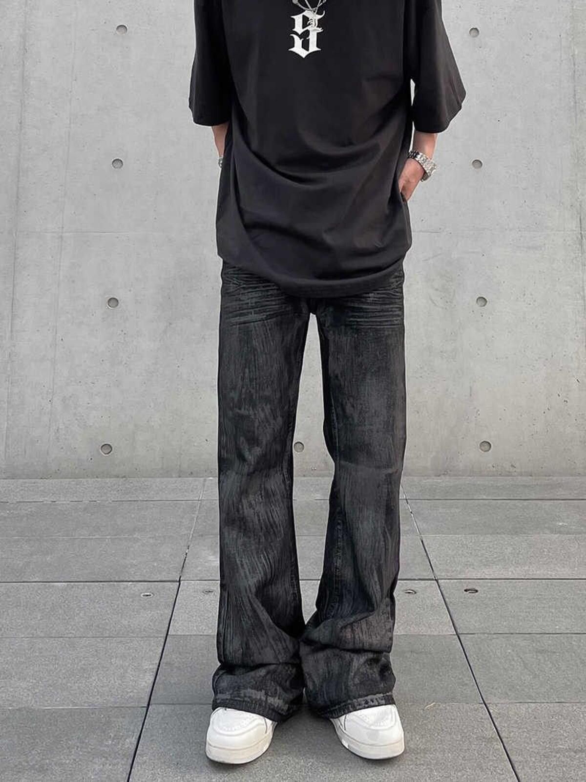 Other Black Coated Stacked Flare Jeans Size US 30 / EU 46 - 2 Thumbnail
