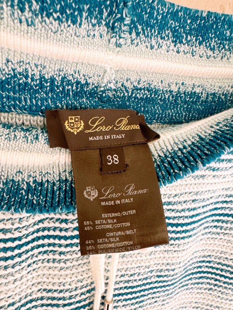 Loro Piana LORO PIANA Blue and white gradient cotton knit shorts Size 25" / US 0 / IT 36 - 8 Thumbnail