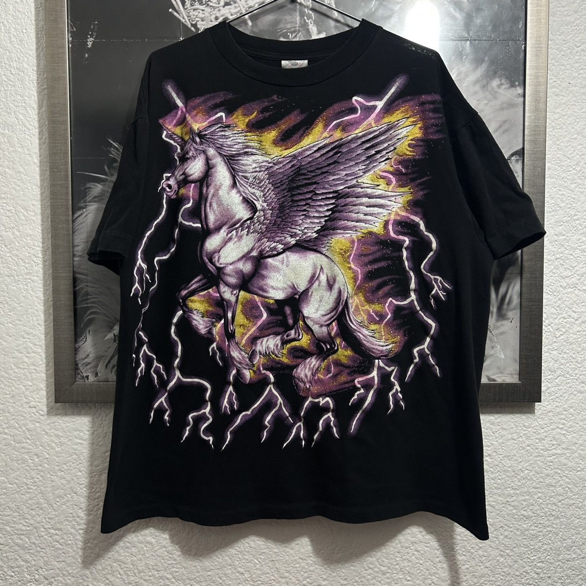 Vintage AMERICAN THUNDER UNICORN SHIRT 1990’s Size US XL / EU 56 / 4 - 1 Thumbnail