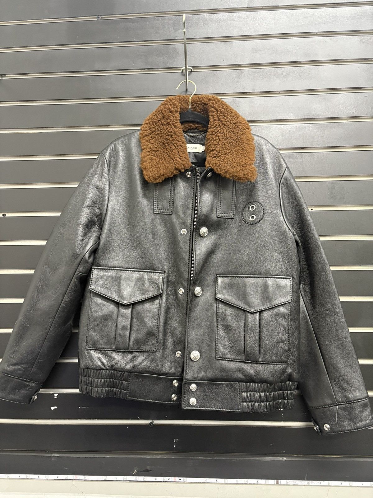 Coach Black Leather Coach Jacket With Brown Fur Collar Size US L / EU 52-54 / 3 - 2 Thumbnail
