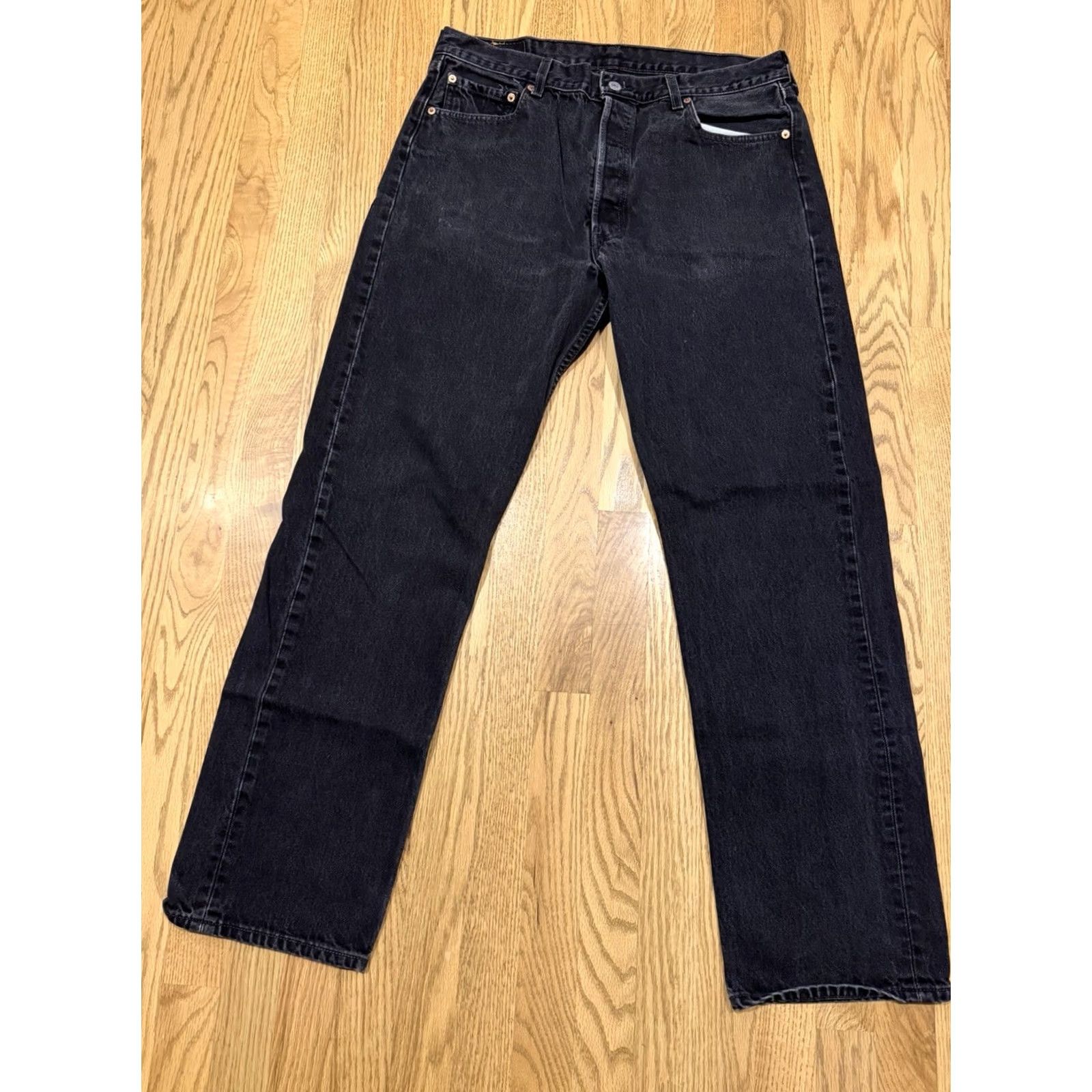 Levi's VINTAGE Levi’s 501 Jeans Men’s 36x32 Denim Button Fly Black USA 80s 90s Classic Regular Straight Size US 36 / EU 52 - 6 Thumbnail
