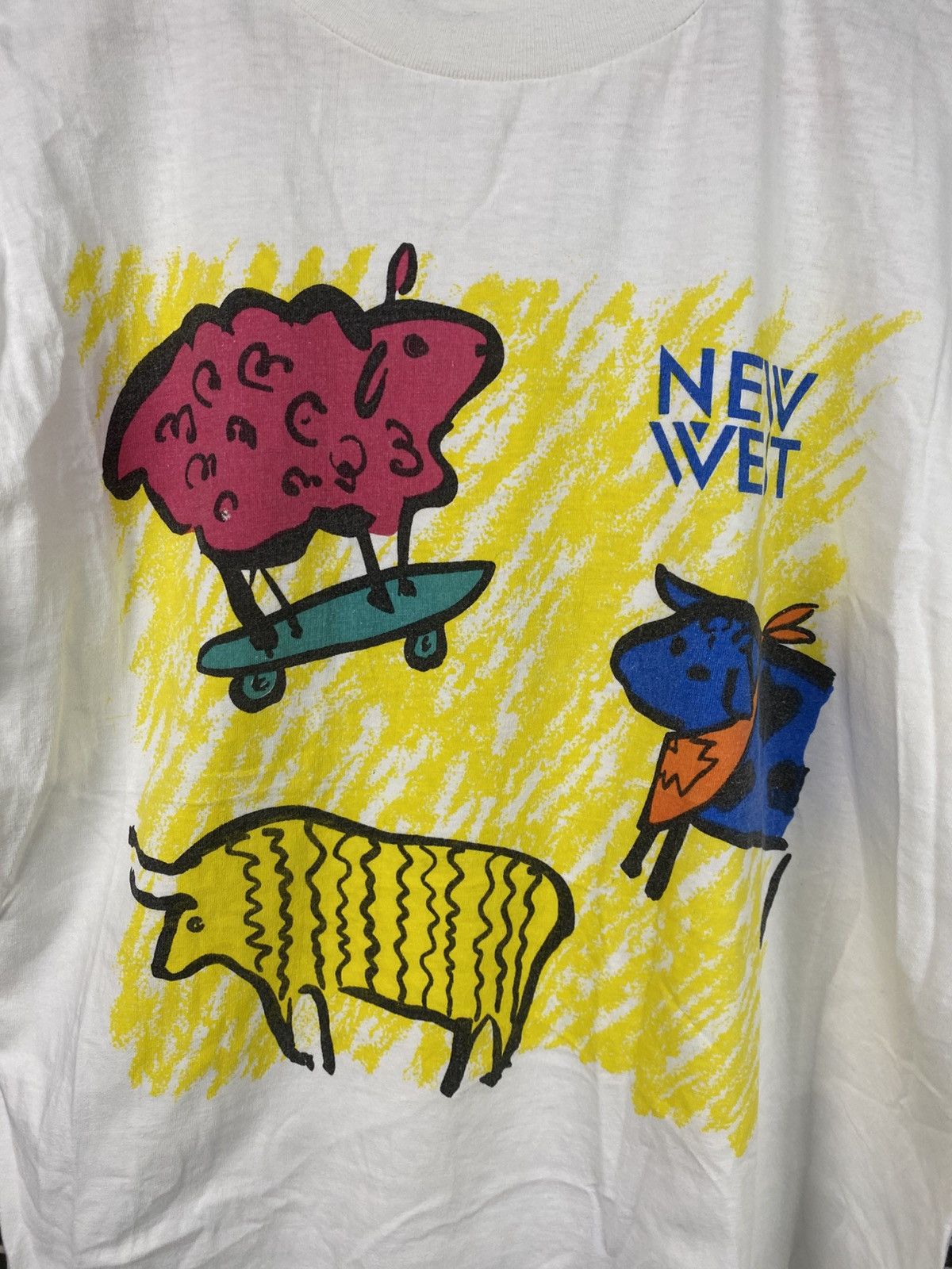 Vintage Vintage 90s NEW WEST Animal Pop Art T-Shirt - Single Stitch Size US M / EU 48-50 / 2 - 7 Thumbnail